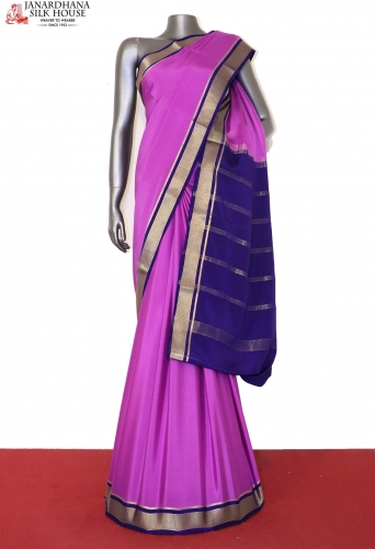 Contrast Classic Pure Mysore Crepe Silk Saree